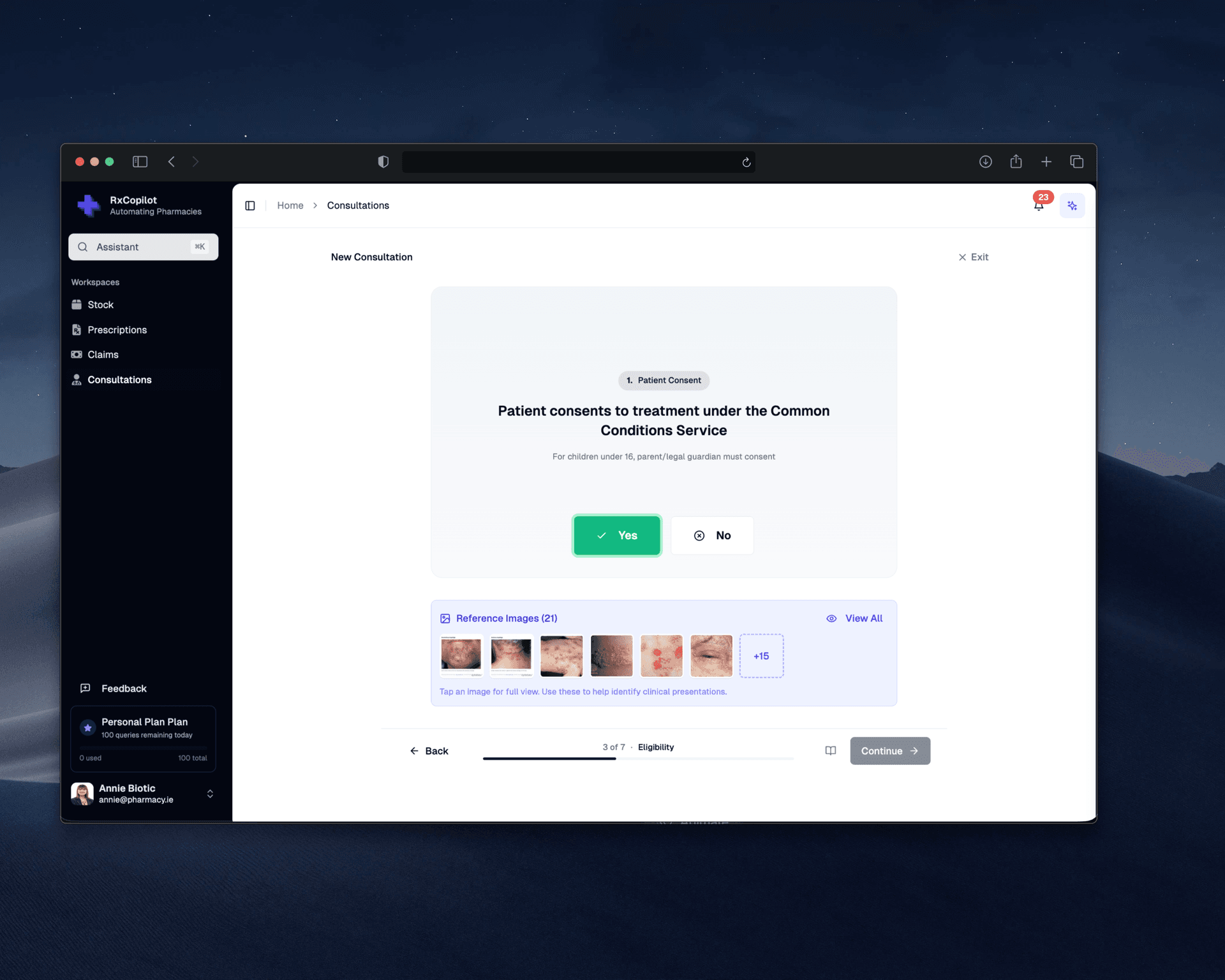 RxCopilot Consultations - Patient consent with clinical reference images