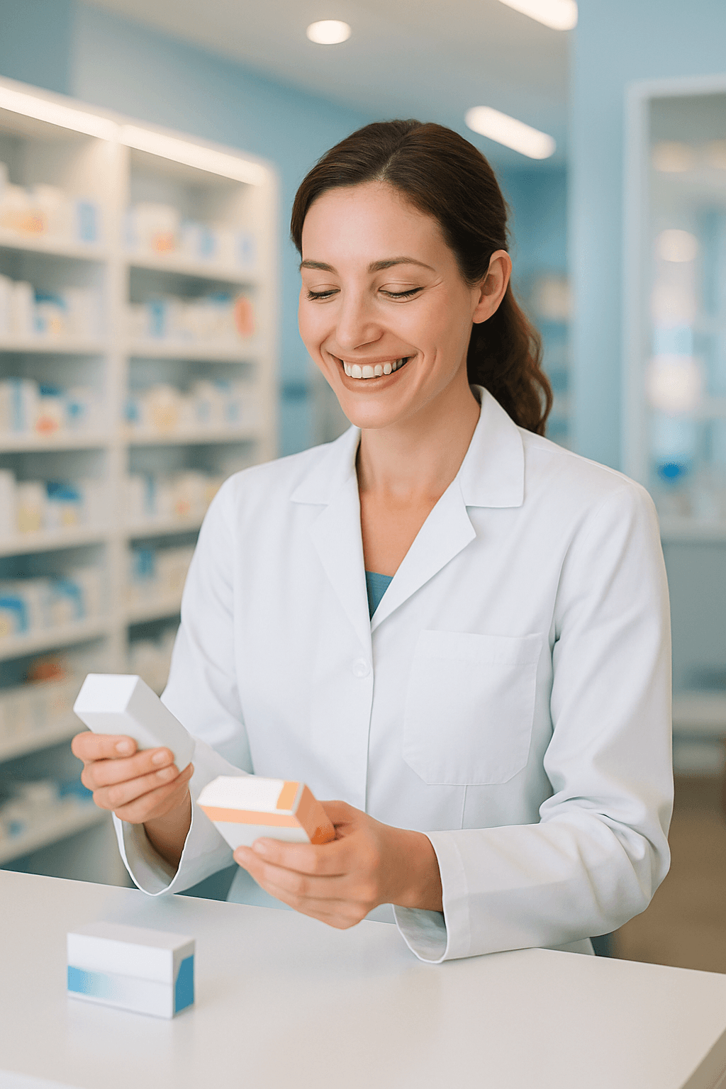 Happy pharmacist at work