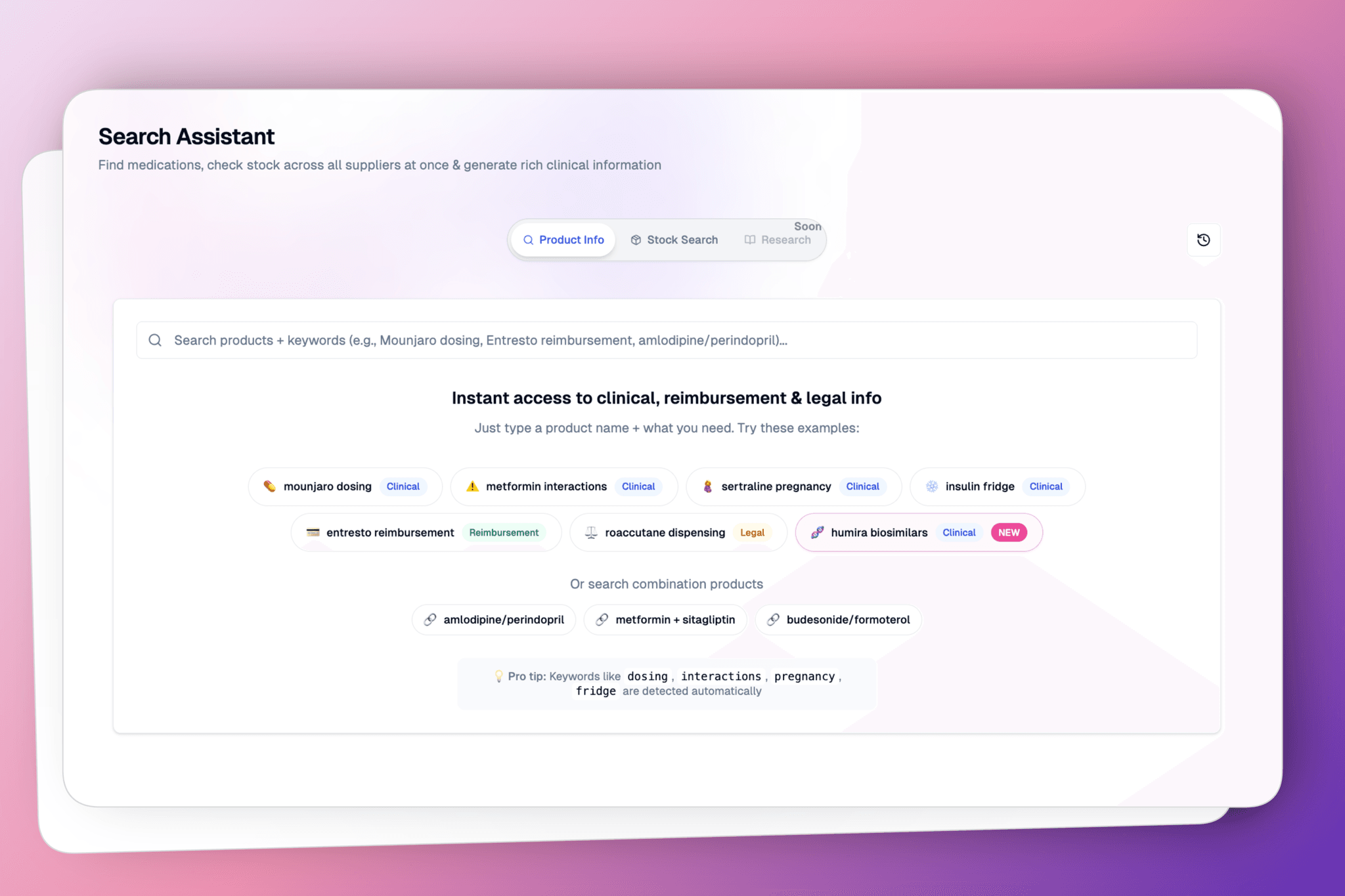 RxCopilot Search Assistant - Find medications, check stock, and get clinical information